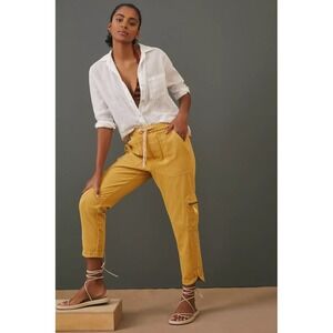 Pilcro Anthropologie Cottage Utility Pants XS Cream Cargo Pull-On Ankle Bohemian